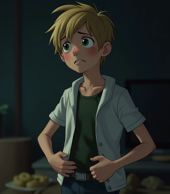 Create Photo of Boy Adrien agreste as hungry and stomach growling