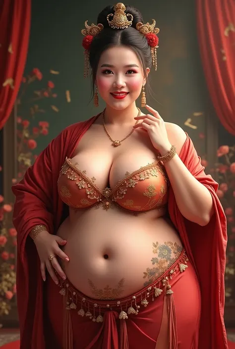 Chubby、Plump、grace、soft、round face、Plump lips、Voluptuous、Warmth、gorgeous、Friendly、Emperor&#39;s Favour、rich、healthy、silk costume、Hair accessories、Tolerant、Enchanting、Elegant、A beautiful woman