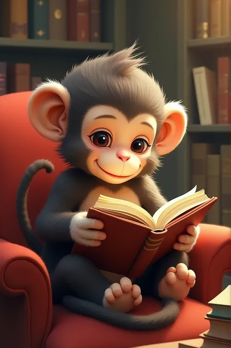 Make a cute monkey reading book 