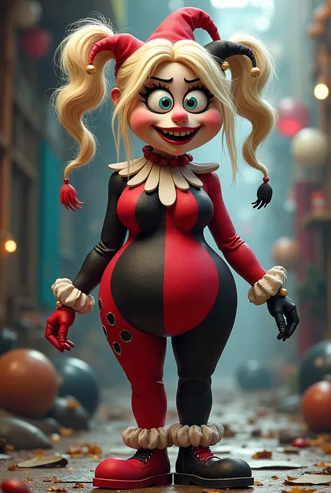 Full body shot of Harley Quinn reimagined as a Muppet