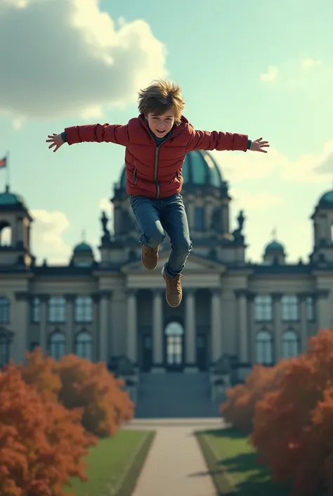 Boy jumps from the roof of the Reichstag