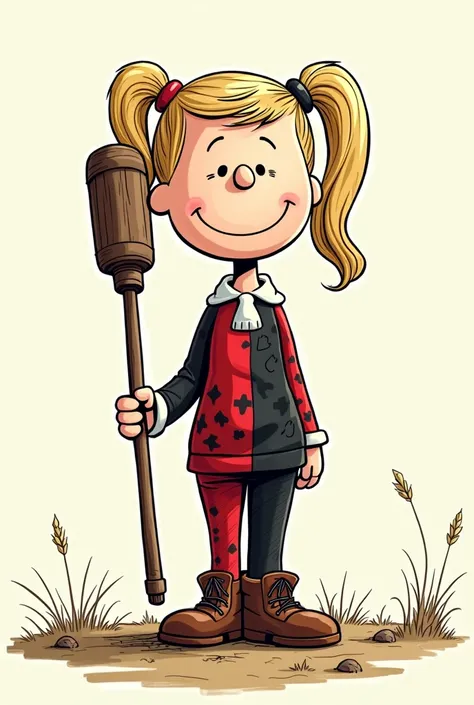 Full body shot of Harley Quinn reimagined as a Peanuts character