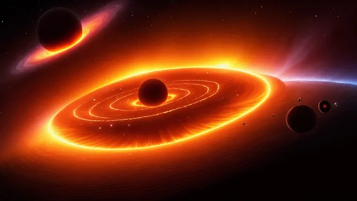 a giant black hole is sucking the sun into the center of the galaxy in a spiral, hyper detail, 64k