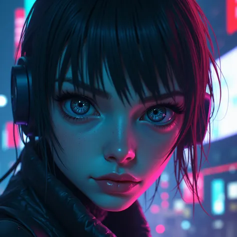 Blade Runner，Cyberpunk style，Eyes，Fault wind，Electronic failure，Promotional poster