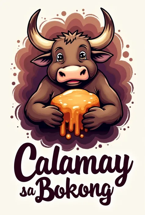 Make a product logo called "calamay sa bokong". The color theme is purple and brown