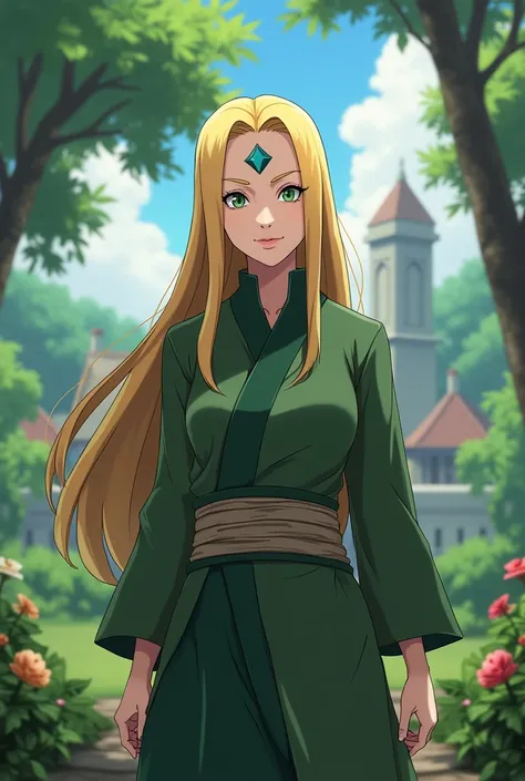 Create a 4k picture of lady Tsunade in leaf village 