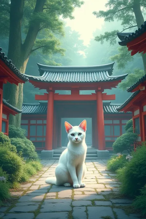 Inari Shrine and White Cat