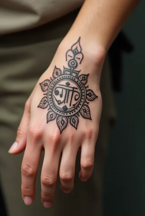 Hand tattoo for shiv mantra in sanskrit 