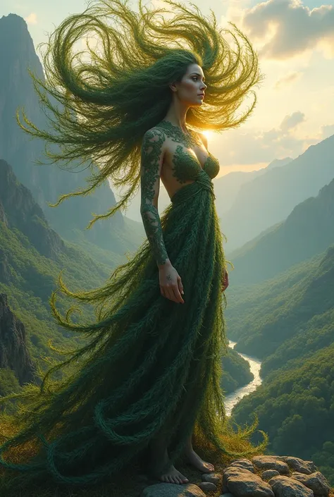 Give me a picture of Gaia from Greek mythology, give it a photorealistic and cinematic style 