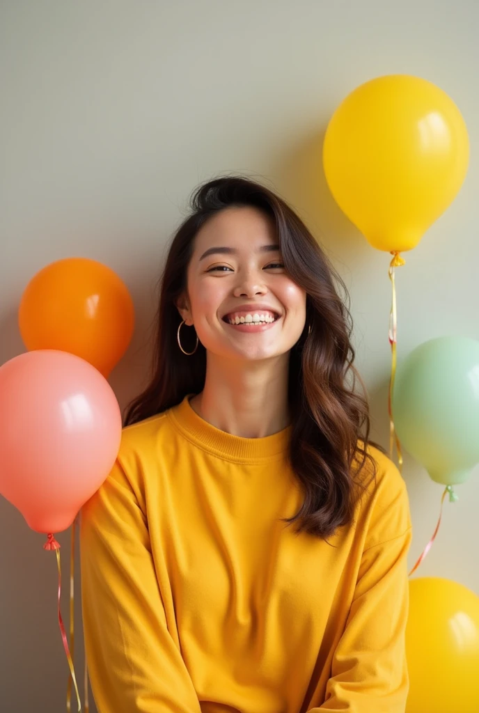 Yellow, orange, Happy birthday photo in gray and white colors
