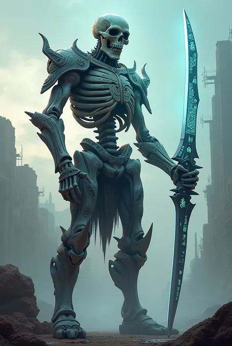 Giant skeleton with future katana and armor