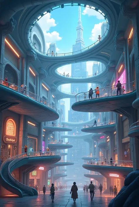 give me a picture of an underground city in the 22nd century nice and modern, like doraemon