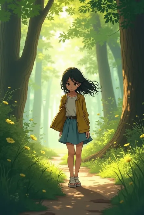 Young girl Mira walking back through the forest with a calm and confident expression.
On her way back home, Mira felt lighter. She had learned that self-reflection is like finding pieces of a puzzle and putting them together to see the whole picture.