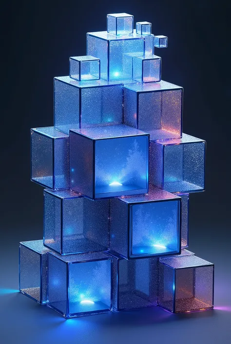 Create cubes and boxes, hollow colorful eye-catching, darker in centre, light in sideways, make as it glitters, show blue more vibrant



Design Concept:

The design consists of a series of interconnected cubes and boxes with varying sizes and shapes. The ...