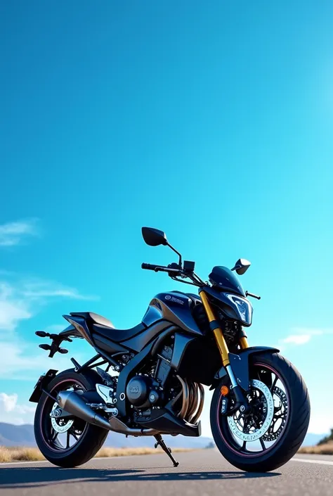 A black mt15 with blue sky