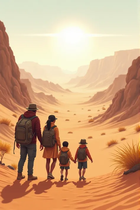 Family going to the desert