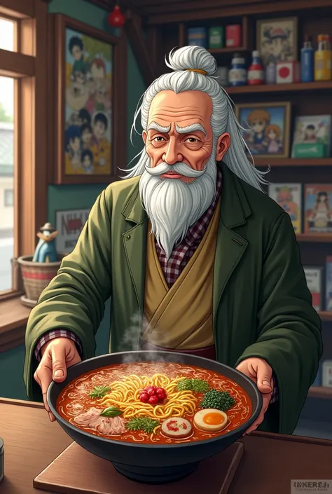 This anime store is run by an old man named Master Yoshi, That ramen is so delicious,People come here from far away just to taste it. 