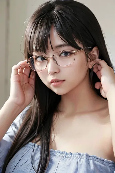 Best Quality、masterpiece、High sensitivity、High resolution、Detailed Description、Delicate facial depiction、Slender women、Glasses、