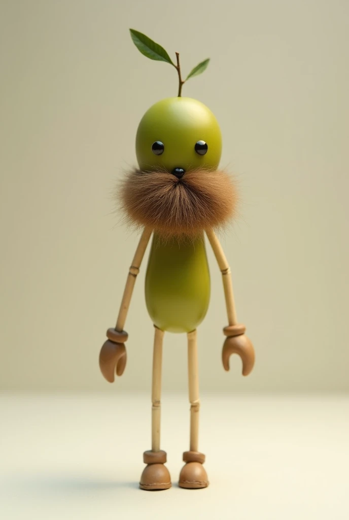 An olive puppet with toothpick legs and arms, the olive must be natural and the arms and legs must be just a pallium. Very basic indeed, the neck will be a toothpick and the head a small olive. There are two olives, one normal size for the body and one sma...