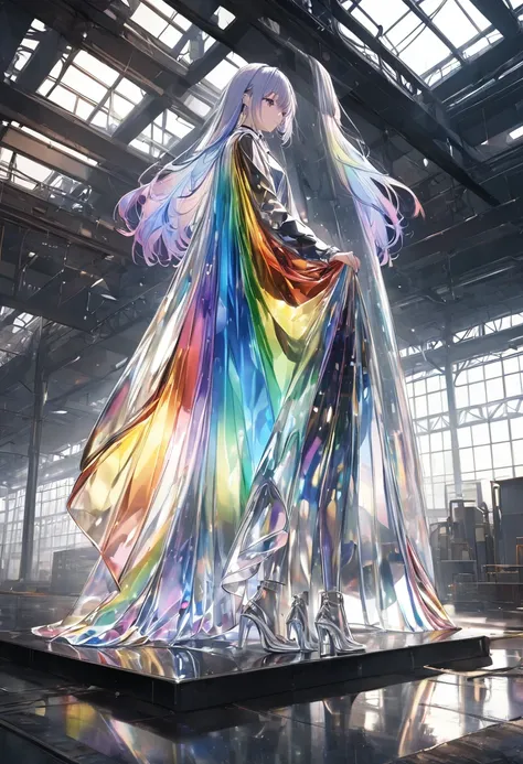 anime、((Amazingly absurd)),(masterpiece:1.2),超High resolution, Attention to detail, high quality, High resolution, 最high quality, 4K, 8k、Very detailed((((transparentの女性,Like glasswork))),transparentな,Glass Hoodie,Glass Skirt,transparent,Light is reflected,...