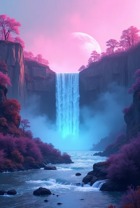 masterpiece, landscape, Niagara Falls, vaporwave