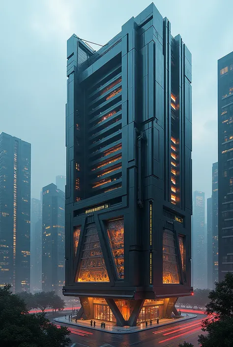 Interesting cyberpunk business building