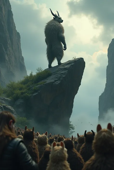  Chuhu rallies the animals. Use dramatic music as he stands atop a rock, addressing the frightened crowd, encouraging them to stay calm and listen.
