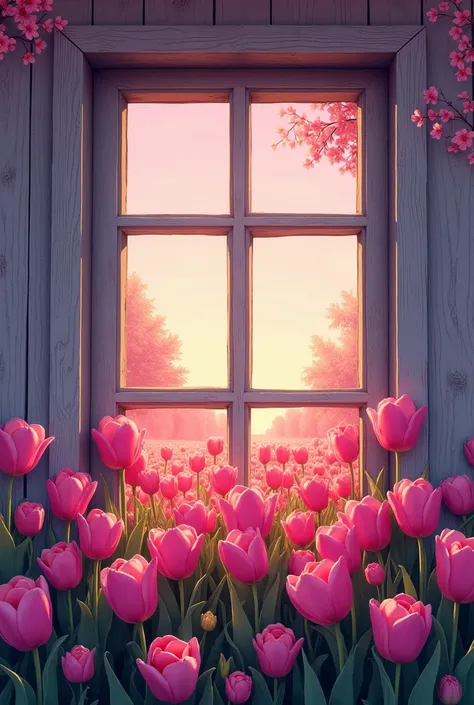 , window, tulip grove, Sweet Strawberry Hay Day written in image, Cha Chas Quick dynamics written in image, violet theme