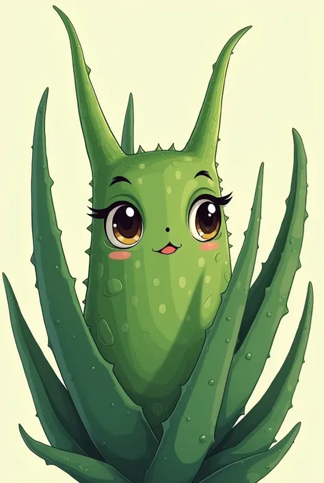 Close-up of a cartoon aloe vera plant 