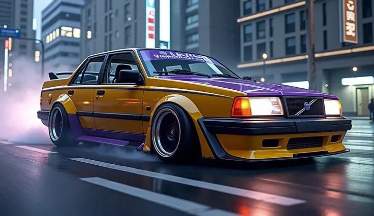 Design drift car yallow/purple volvo 940gl