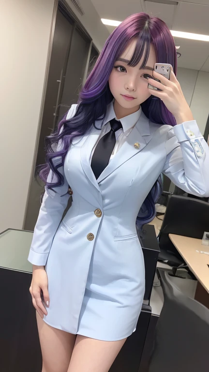 ((Topaz colored hair、Wavy Semi-Long))，An elegant, upper-class, elite secretary wearing a business shirt、I work in an office、厳格なWearing a business suit、I&#39;m wearing pantyhose、I&#39;m wearing high heels、Girl in a shirt、Wearing a business suit、Wearing a bu...