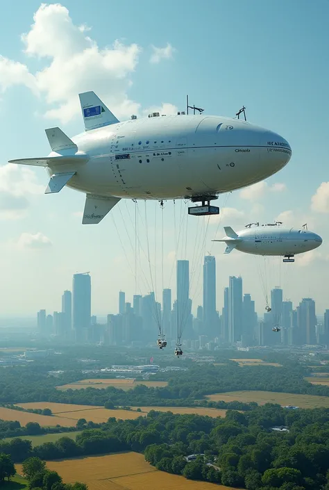 An image where there are technological balloons in a city that allows for better and good connectivity in rural areas as well as in fields where there is not much 