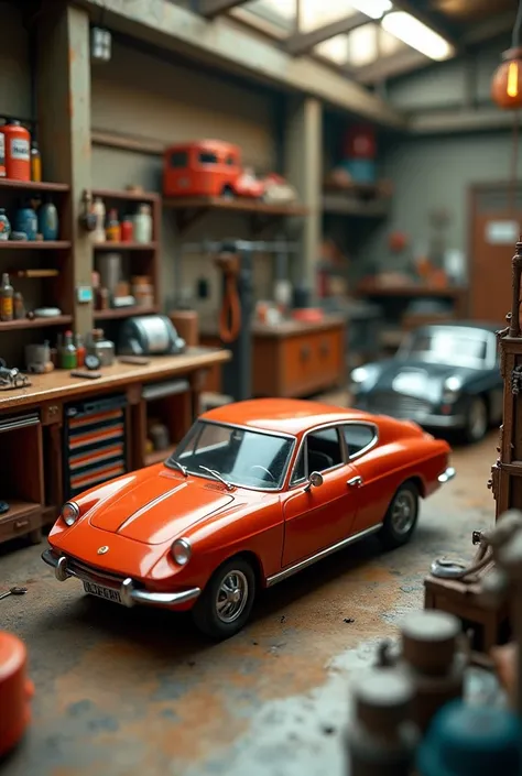 miniature car workshop photography