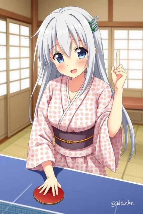 Japanese、Two Girls、Japanese Ryokan、Yukata、Playing table tennis、Are you playing against each other?、Wearing slippers、I&#39;m sweating a lot and my yukata is wet.、The bust is transparent、A happy look、The yukata is open、No underwear on、I can see your thighs