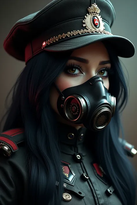 Adagio Dazzle Eliza Taylor black hair color as colonel mael radec helghast gas mask and a cap 