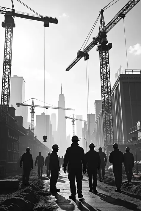 Black and white image of construction industries in Canada 