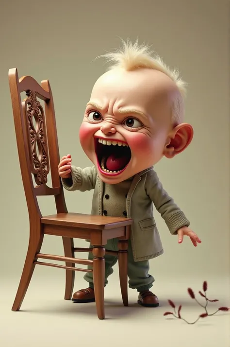 Create a meme doll with a chair in its hand to hit someone