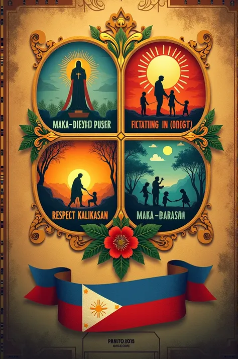 poster about the 4 core values of the Philippines 
