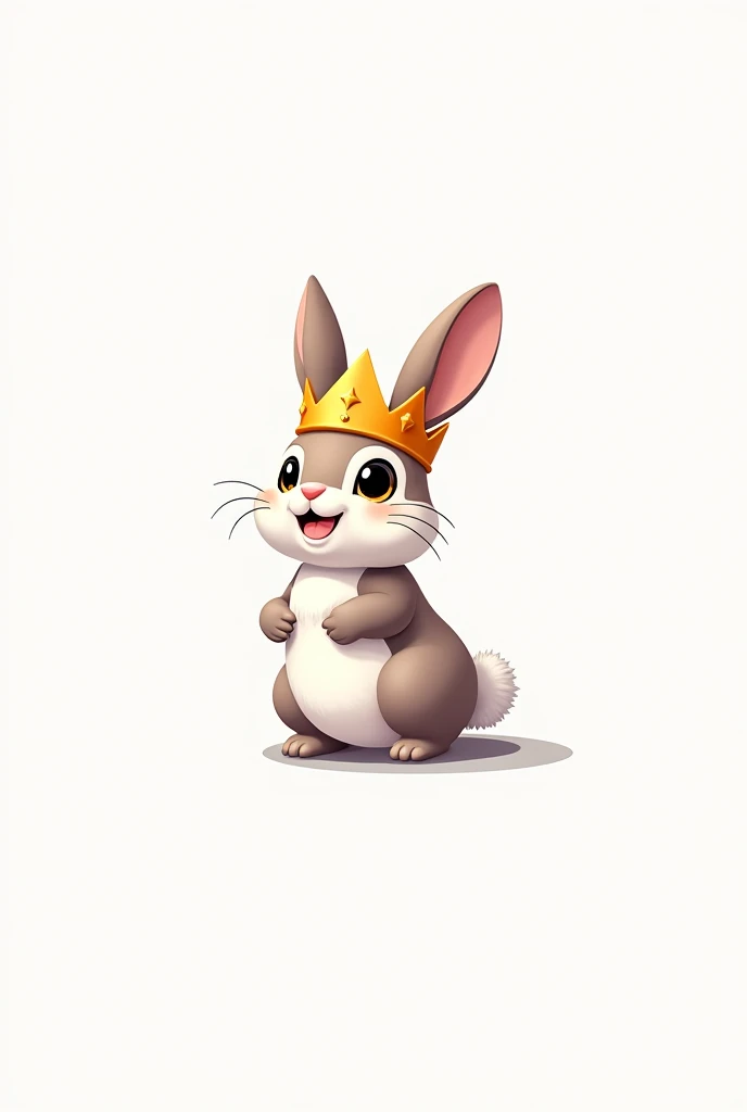 to create a logo，Using the Super Symbol Method，Rabbit wearing a crown，2D floor plan，Background white，Simplicity，line，Humanize the rabbit