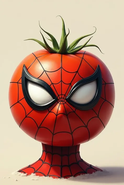 Create a image spider man face on tomato