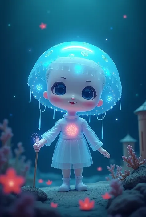 Creative IP design，Light of the Abyss- AI Art Soul 【Creative description】A beam of light from the deepest part of the ocean，This artist uses AI technology to explore the unknown beauty of the world，And show it through light and shadow。It has a light blue t...