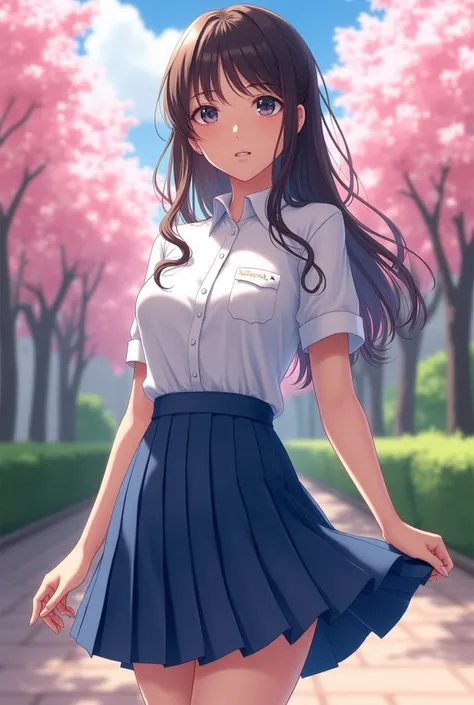 nsfw、
blue skirt, pleated skirt, sakugawa school uniform, school uniform, serafuku, skirt, summer uniform,