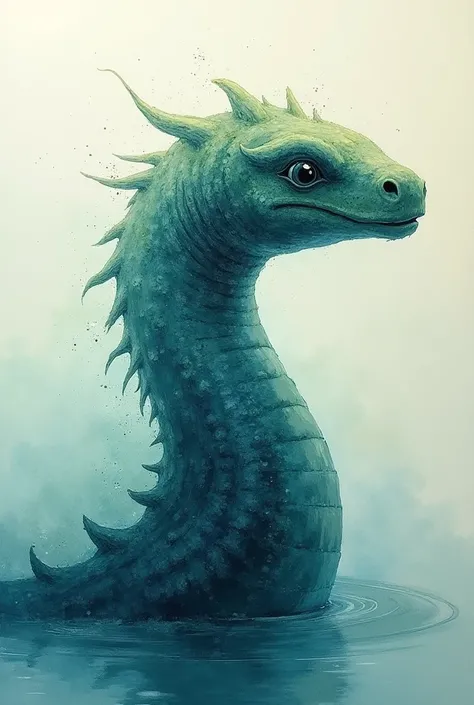 It says "Nessie", fusion of watercolor and oil painting, Nessie in Loch Ness, an urban legend, conceptual installation art, delicate and dynamic textures, contrasts of light and shadow, digital graphic CG