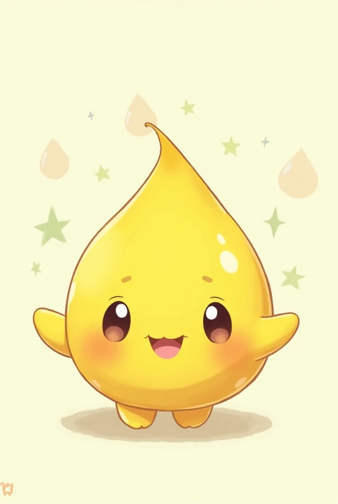 2D anime style yellow water drop 