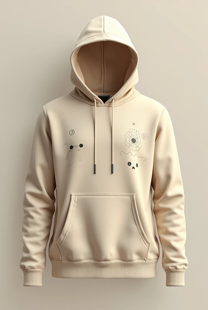 These is cloth which we got so please make a simple design from front side so these looks like electronic and communication branch merge beige hoodie make some design appropriate to ece branch but keep some space for logo I will later add.make mere type fo...