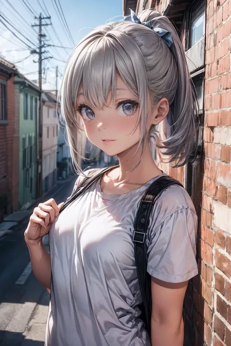 Small breasts　Silver-haired beauty ponytail　Angel