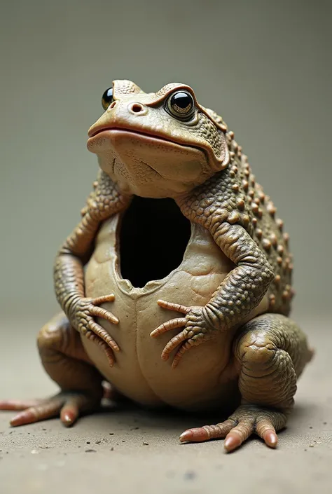 surinam toad with hole in his back