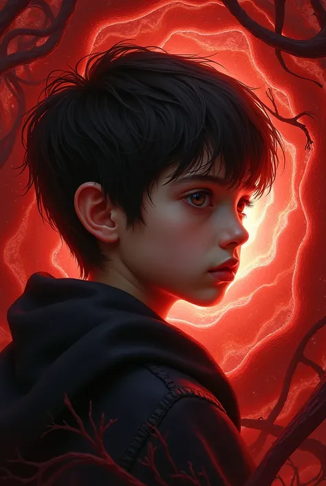 (masterpiece, top quality, best quality, official art, beautiful and aesthetic:1.2), (boy) extreme detailed,(fractal art:1.3) dark and Red background details 