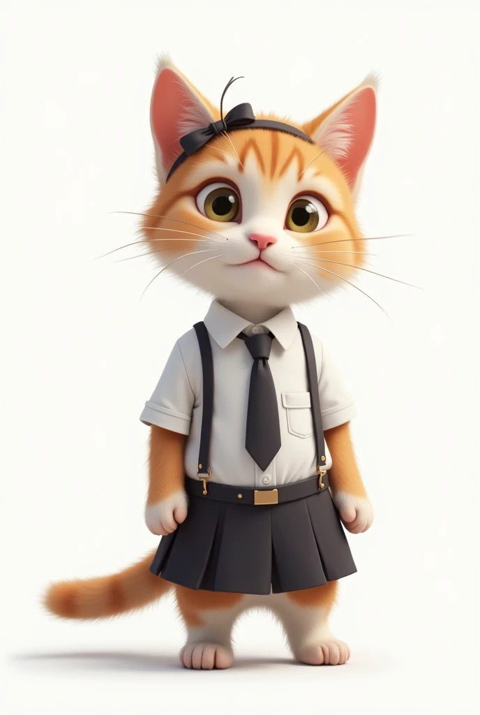 Cat wearing school uniform, White background、Headband