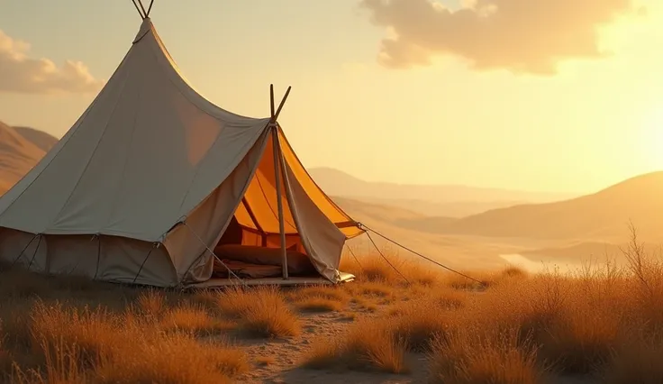 Abraham’s tent, early morning light filters through the canvas.